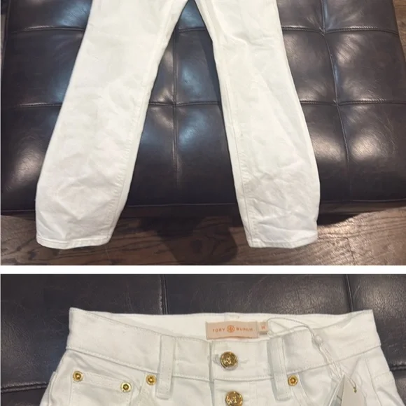 White High-Waisted Button-Fly Pants - Picture 3 of 4
